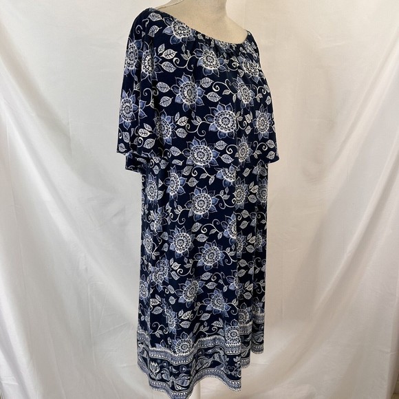 J.Jill Ocean Breeze Tiered Knit Jersey Ruffle Dress Size LARGE Womens - Picture 5 of 7